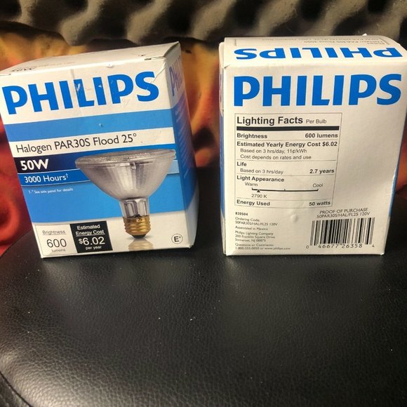 PHILIPS HALOGEN 50 Watt PAR30S FLOOD LAMP LIGHT BULB 25-Degree 300 hours - Picture 1 of 3